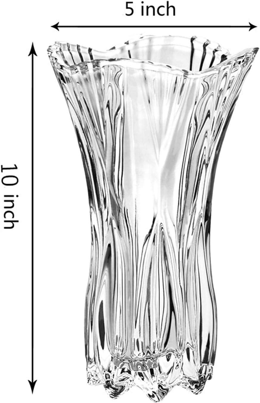 YISHENGRONG Flower Vase Large Size Phoenix Tail Shape Thickened Crystal Glass for Home Decor, Wedding or Gift - 9.5" High x4.5 Wide,with Color Box