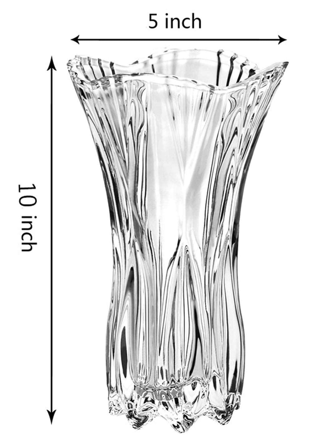 YISHENGRONG Flower Vase Large Size Phoenix Tail Shape Thickened Crystal Glass for Home Decor, Wedding or Gift - 9.5" High x4.5 Wide,with Color Box