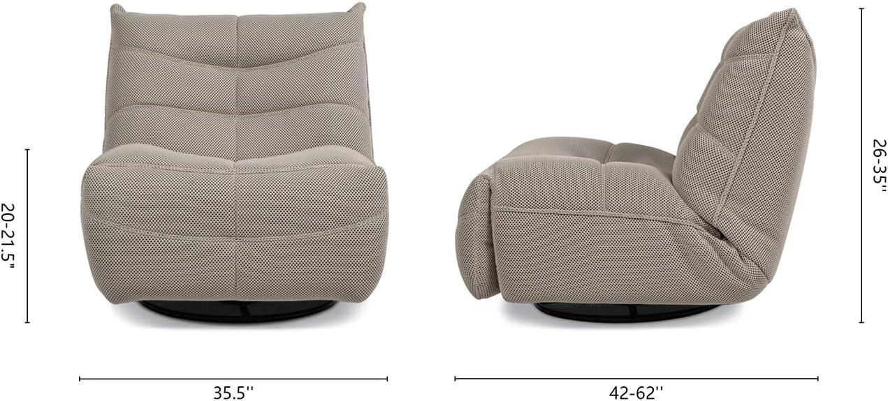Jennifer Taylor Home Rearden 35.5" Swivel Glider Manual Recliner Armless Lounge Chair, Cement Gray 3D Tech Mesh