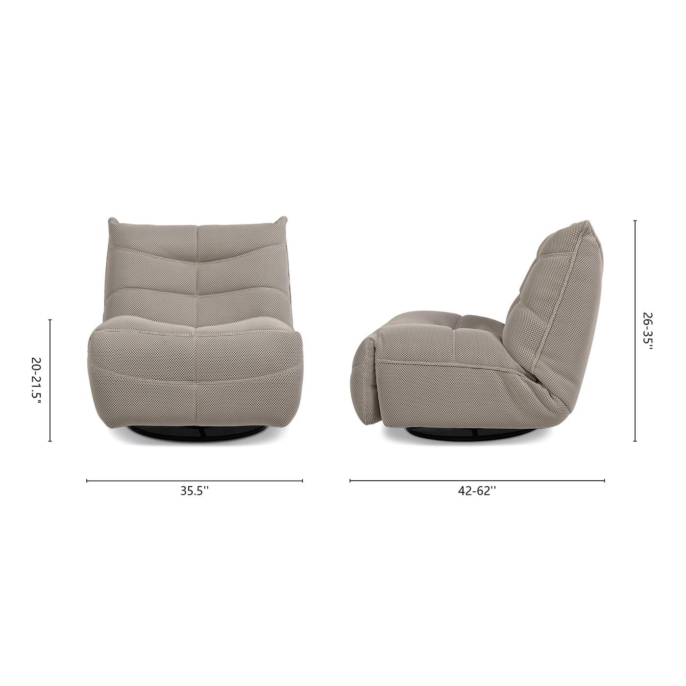 Jennifer Taylor Home Rearden 35.5" Swivel Glider Manual Recliner Armless Lounge Chair, Cement Gray 3D Tech Mesh