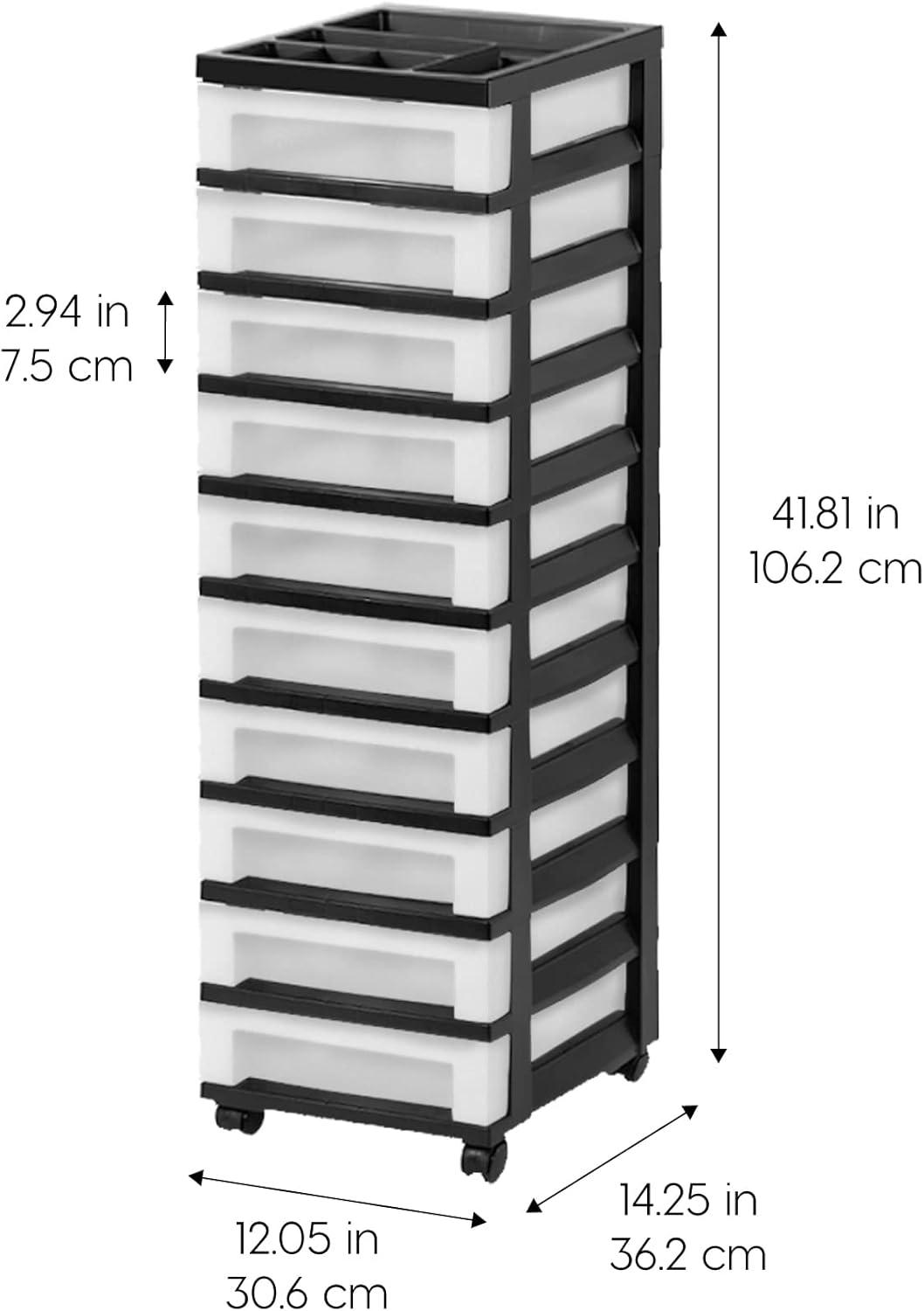 IRIS USA Plastic Rolling Storage Drawer Cart