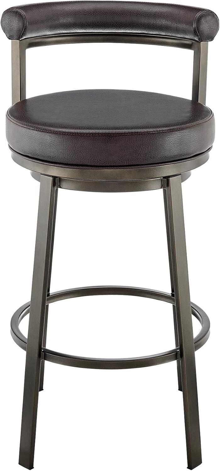 Adjustable Mocha Swivel Counter Stool in Brown Faux Leather