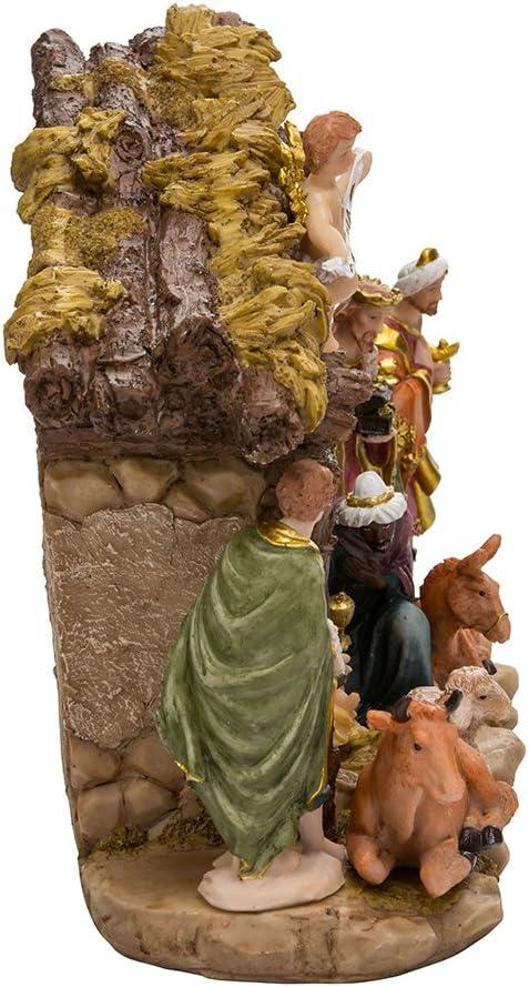 Kurt Adler Resin Nativity Set with Figures and Stable - 11-Piece Set