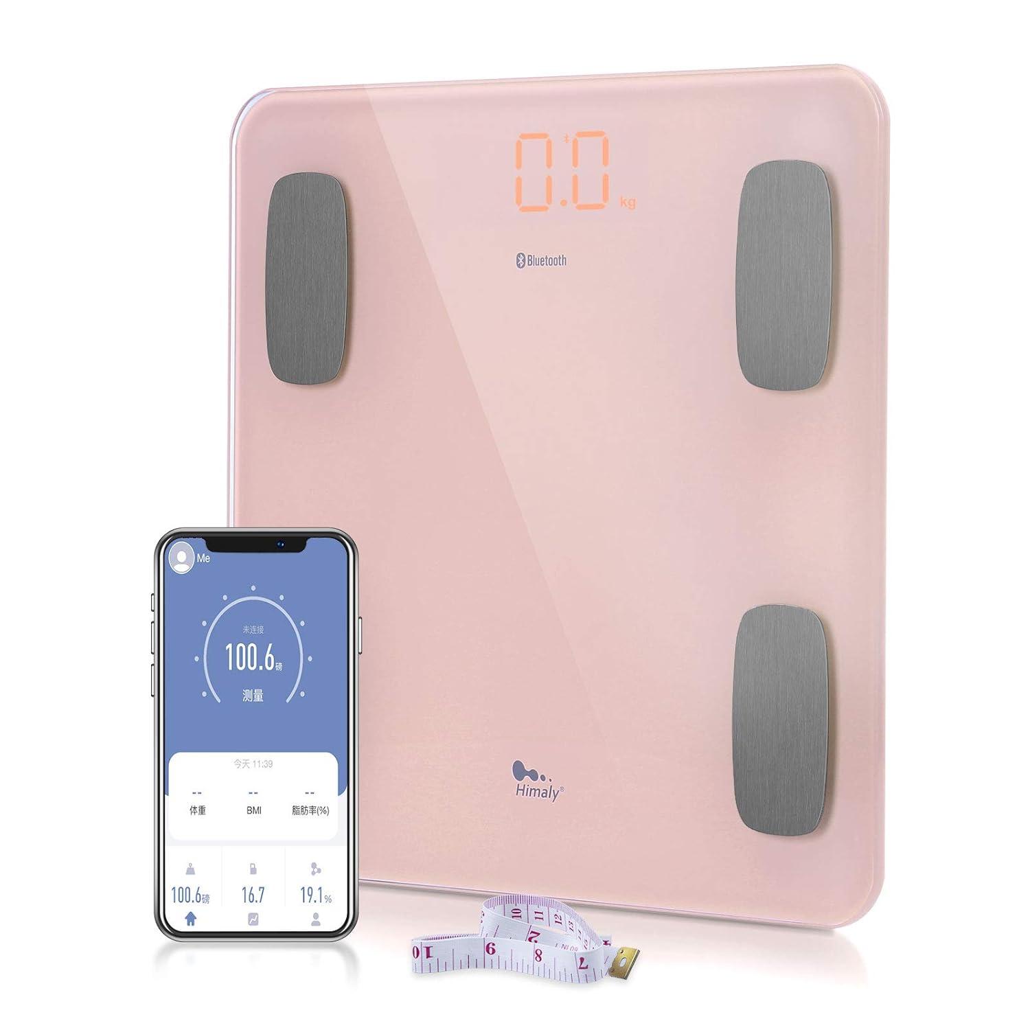 Body Fat Scale Smart BMI Scale Digital Bathroom Wireless Weight Scale, Body Composition Analyzer with Smartphone App sync with Bluetooth-Compatible (Pink)