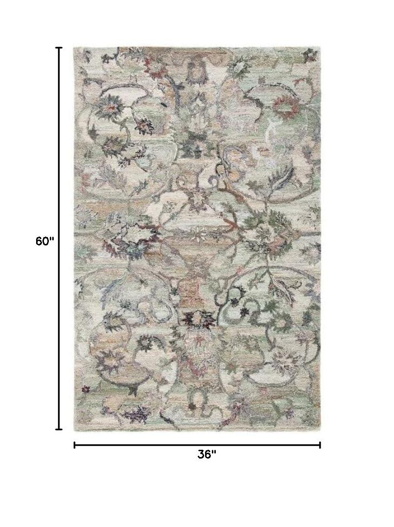 Anatolia AN401 Hand Tufted Area Rug  - Sage/Beige - 3'x5' - Safavieh.