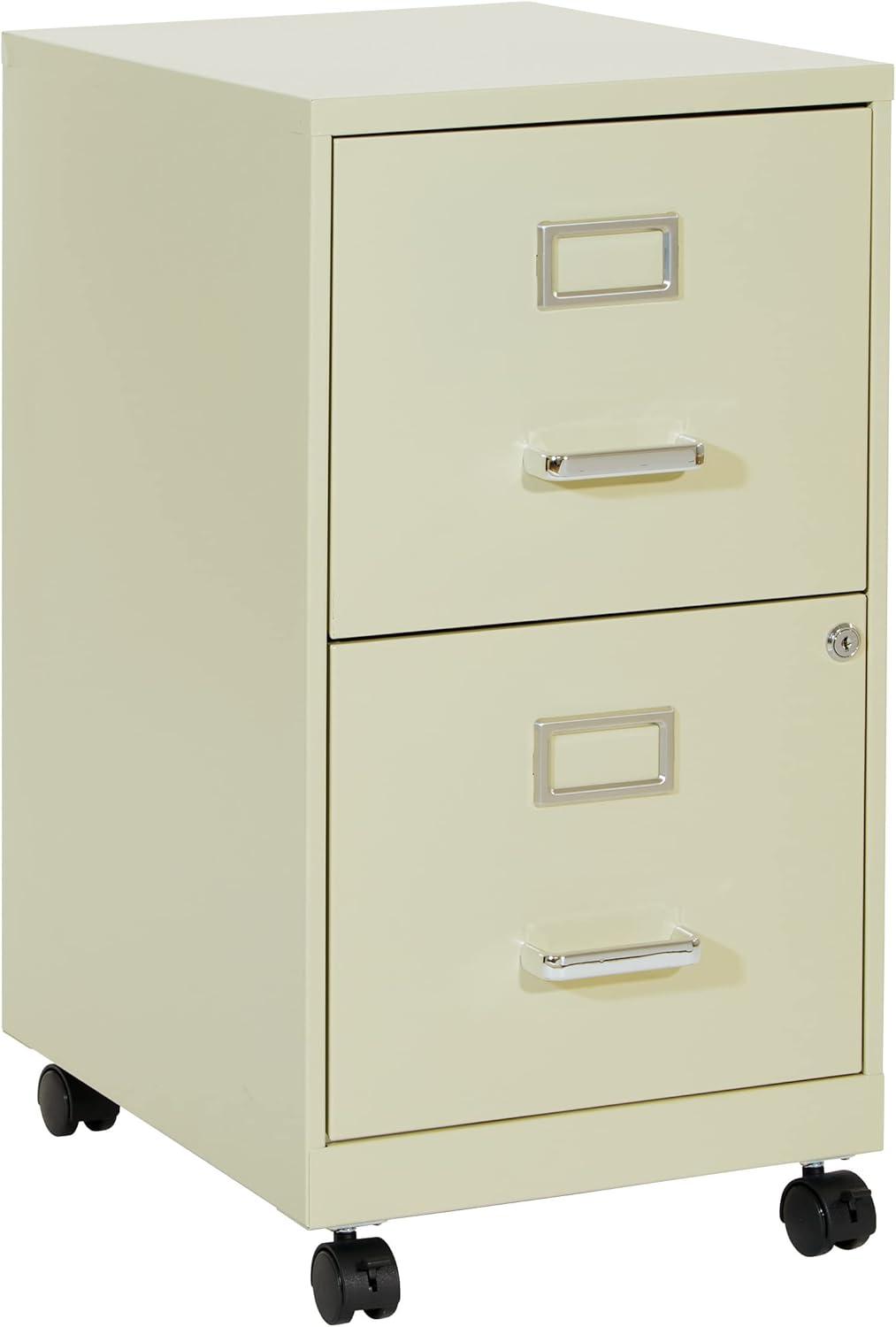 2 Drawer Mobile Locking Metal File Cabinet in Tan