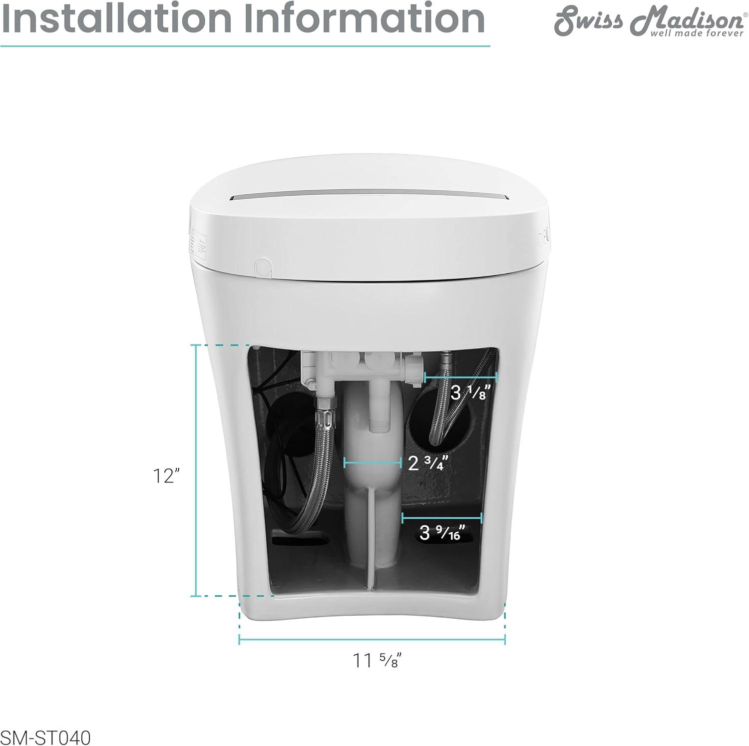 Hugo Smart Tankless Elongated Toilet, Touchless VortexÂ Dual-Flush 1.1/1.6 gpf