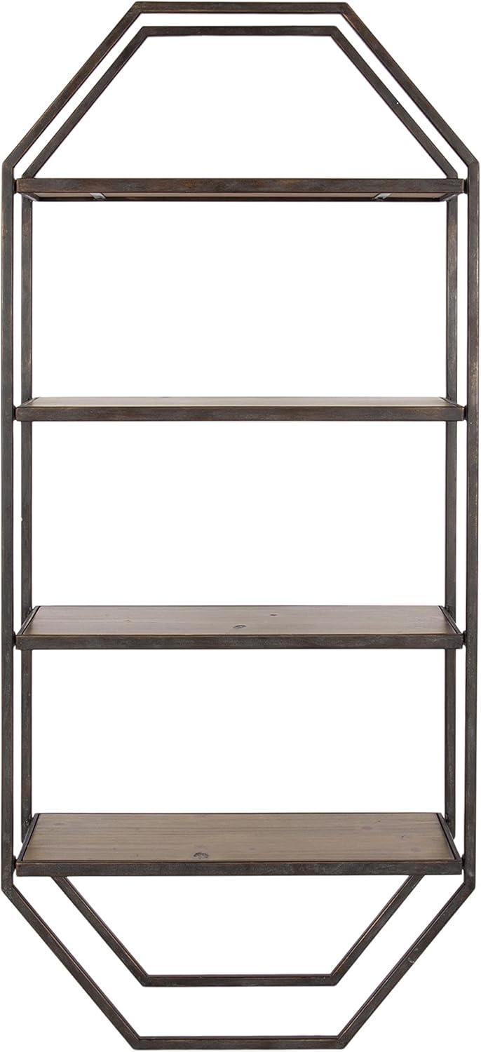 Kate and Laurel Adela Octagon Wood and Metal Shelf