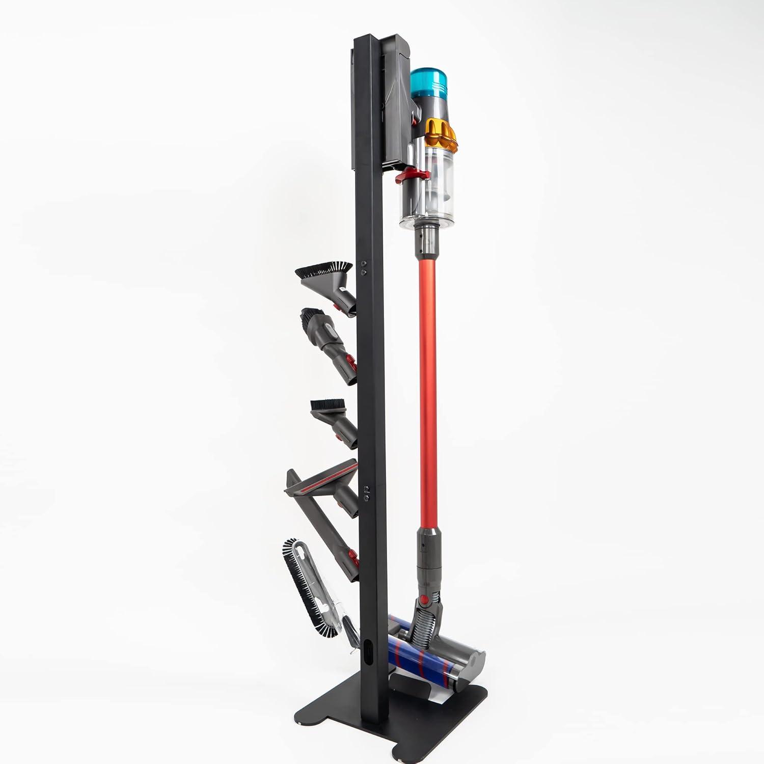 EZ SPARES Storage Stand Docking Station Holder,Compatible with Dyson V15 V11 V10 V8 V7 V6 Cordless Vacuum Cleaners Accessories,Stable Metal Bracket Organizer Rack(Black,6 Hooks)