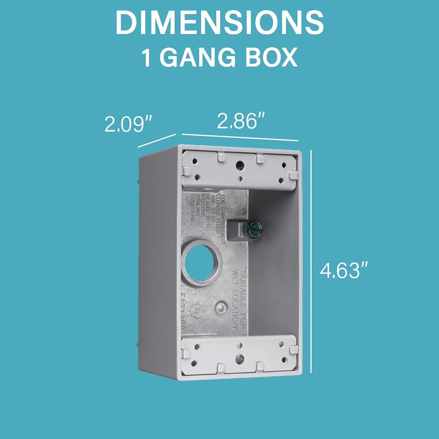 Pass & Seymour 1-Gang Weatherproof Exterior Box, 3-Hole 3/4", Gray