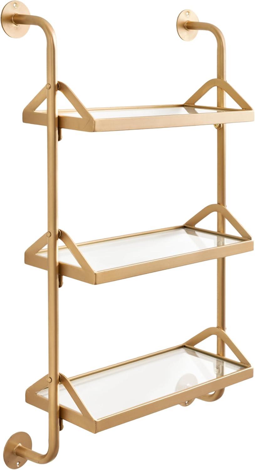 Kate & Laurel All Things Decor 18"x30" Marit Three-Tier Wall Shelf Gold