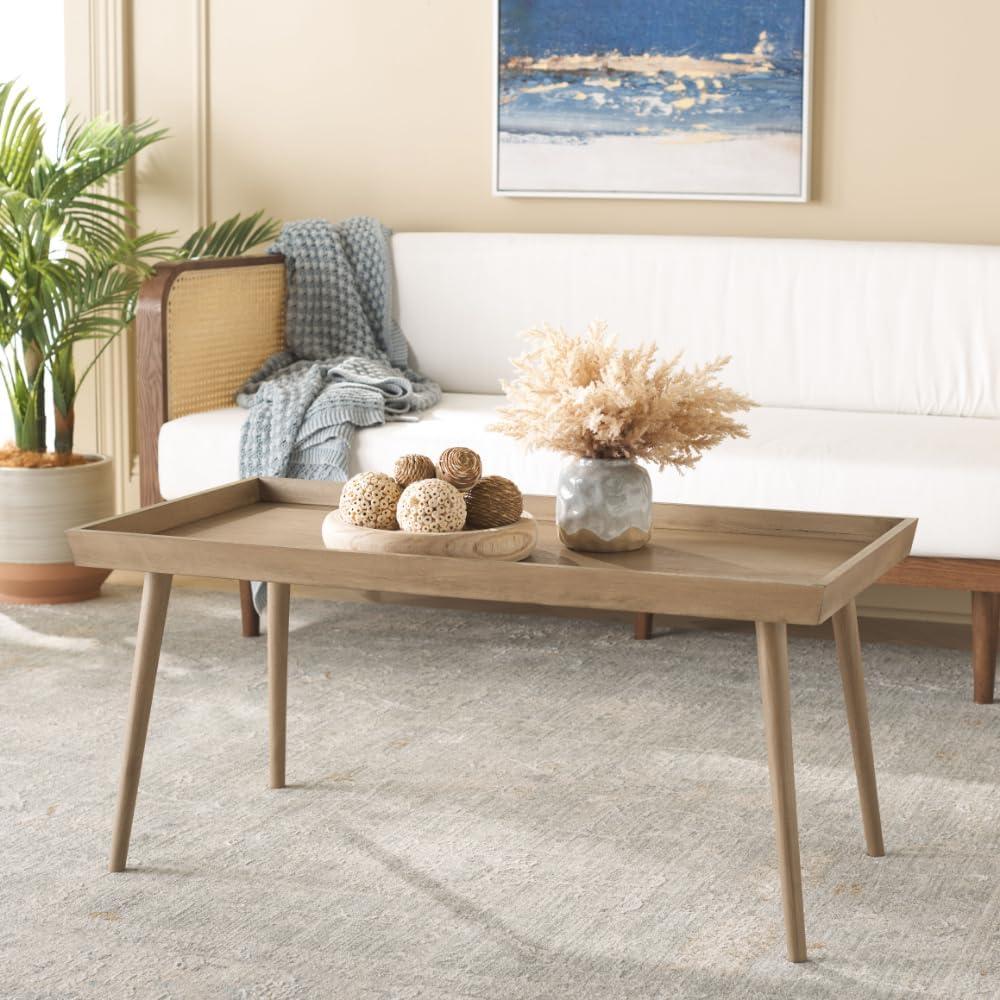 Nonie Coffee Table With Tray - Light Brown - Safavieh
