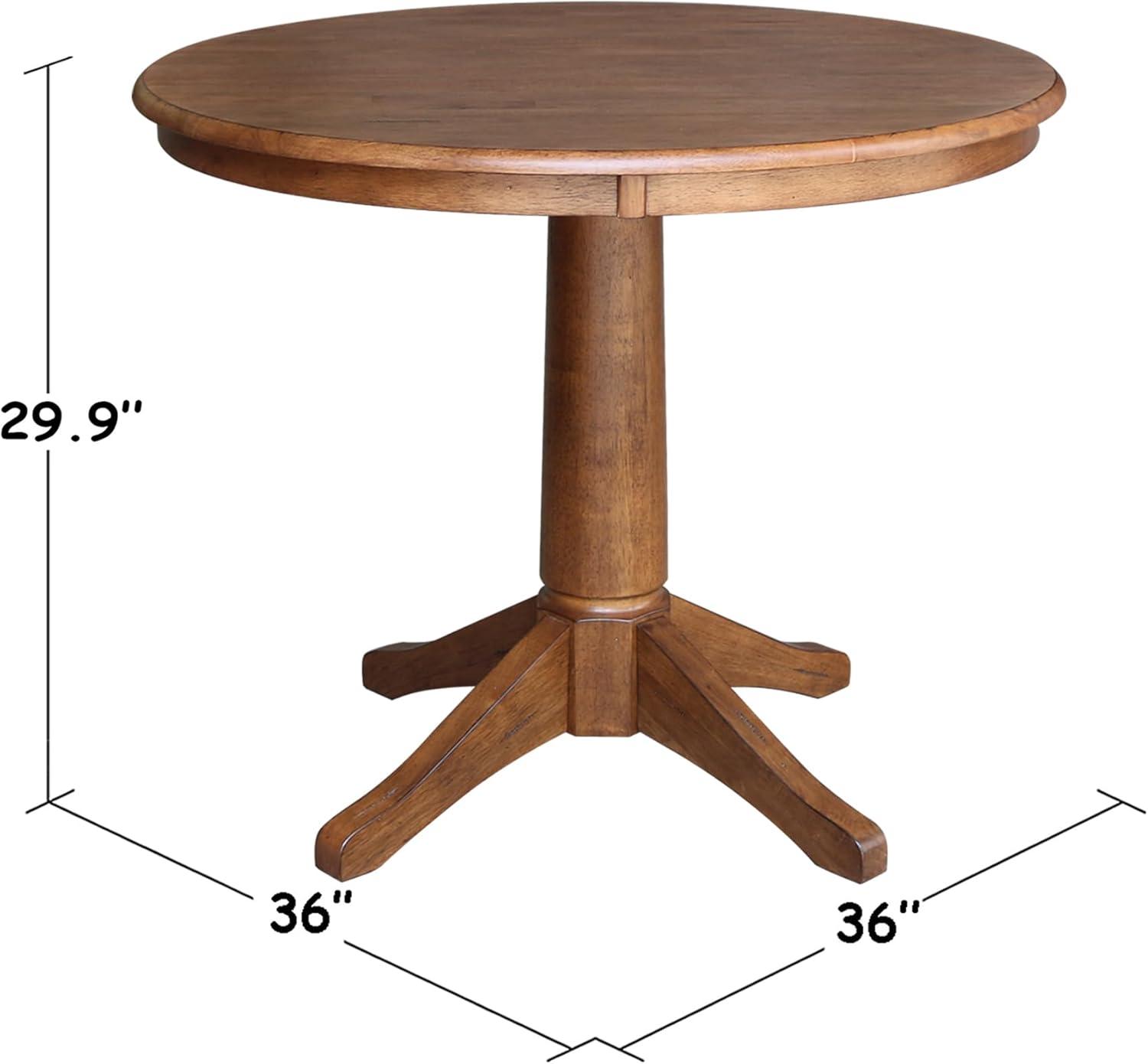 Ely Round Top Pedestal Distressed Oak - International Concepts