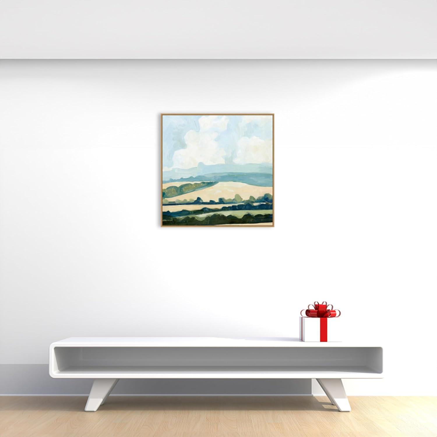 Amanti Art 30" x 30" Fieldscape II by Emma Caroline Framed Canvas Wall Art Print : Modern Lithograph, Polystyrene Frame