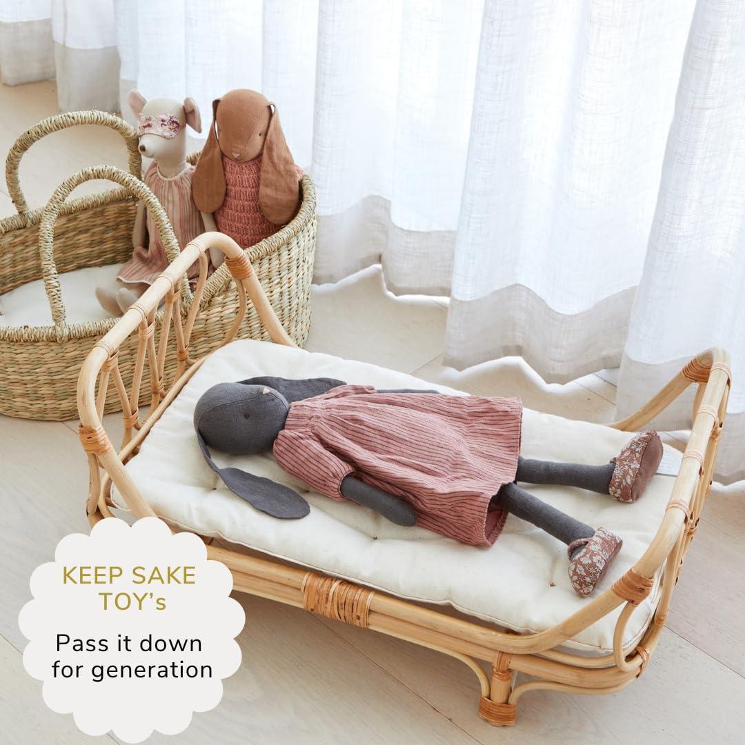 Premium Baby Doll Bassinet - Handcrafted & Award-Winning Seagrass Moses Basket - Doll Carrier with Luxe Mattress