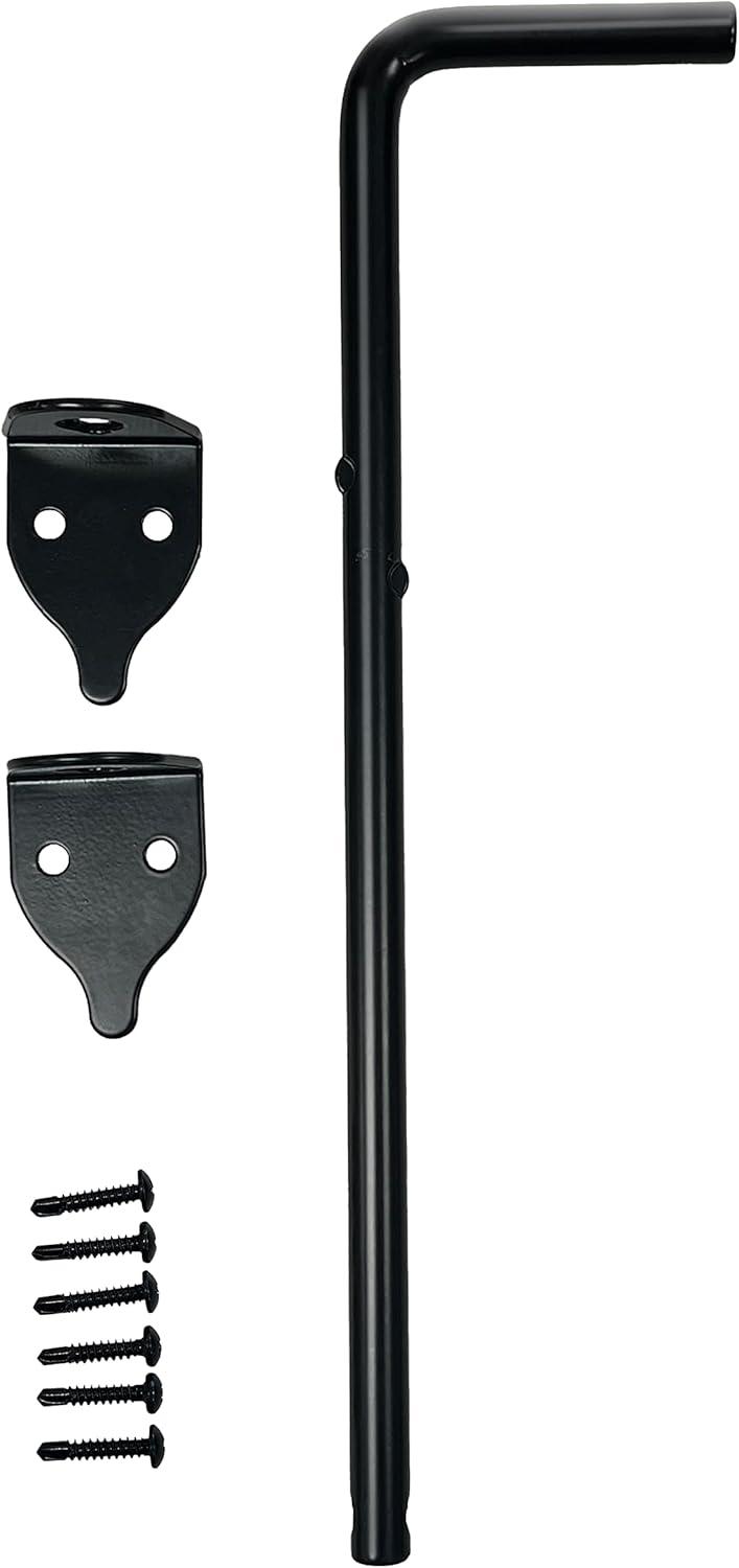 Black Steel 12-Inch Outdoor Gate Drop Rod Lock