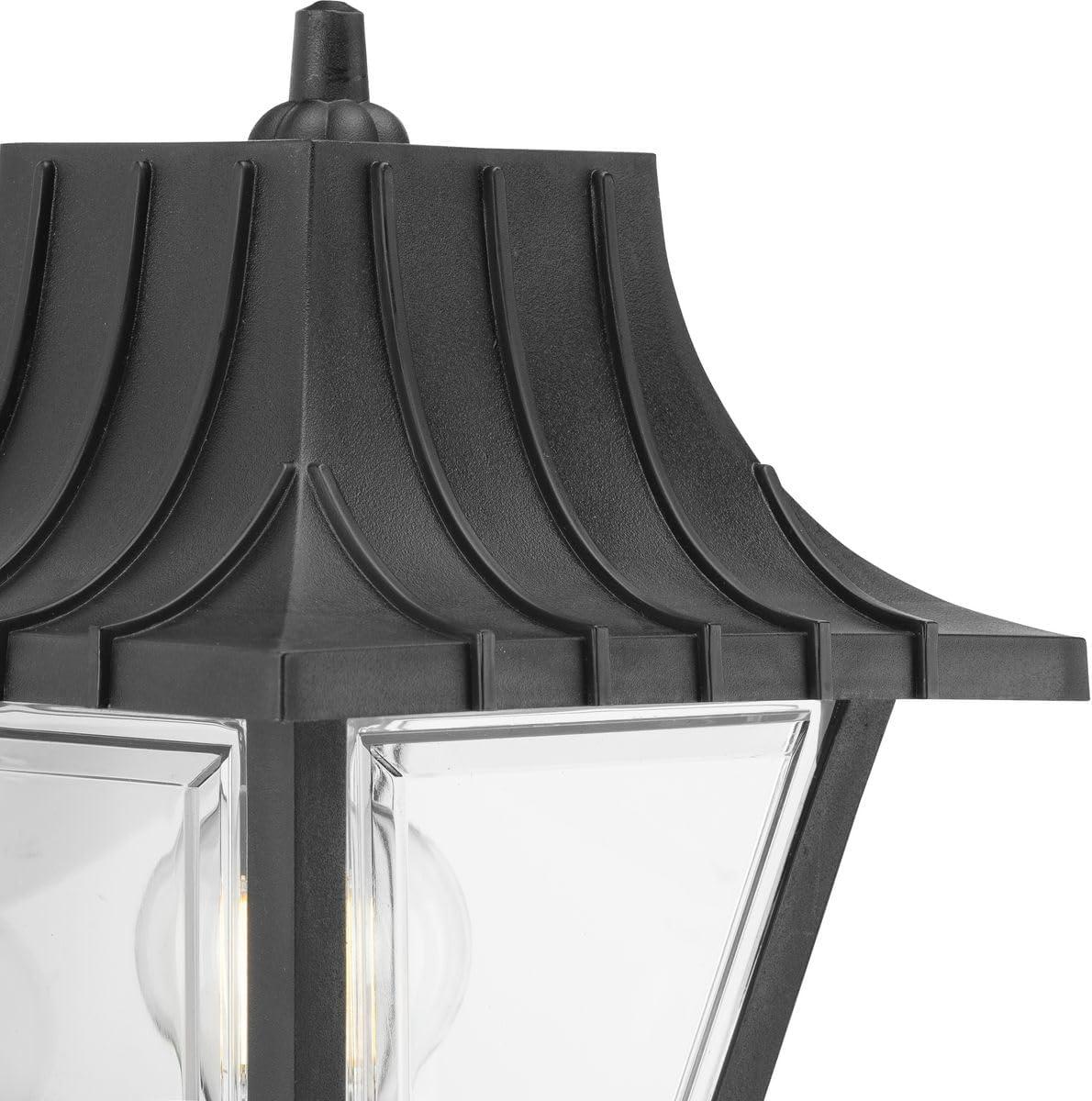 Progress Lighting Mansard 1-Light Outdoor Wall Lantern in Black with Beveled Clear Acrylic Panels