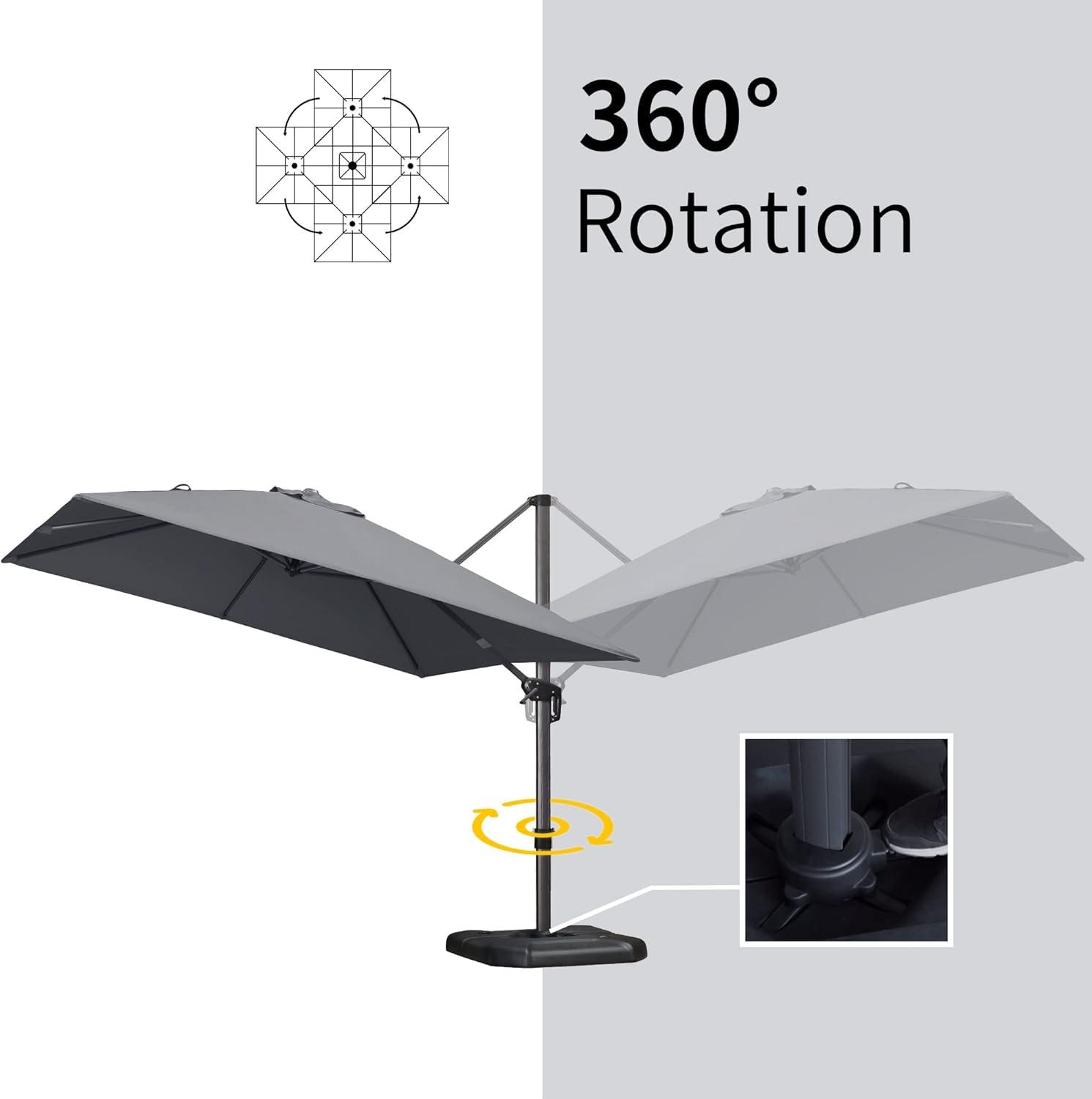 Light Gray Aluminum Cantilever Patio Umbrella with Stand