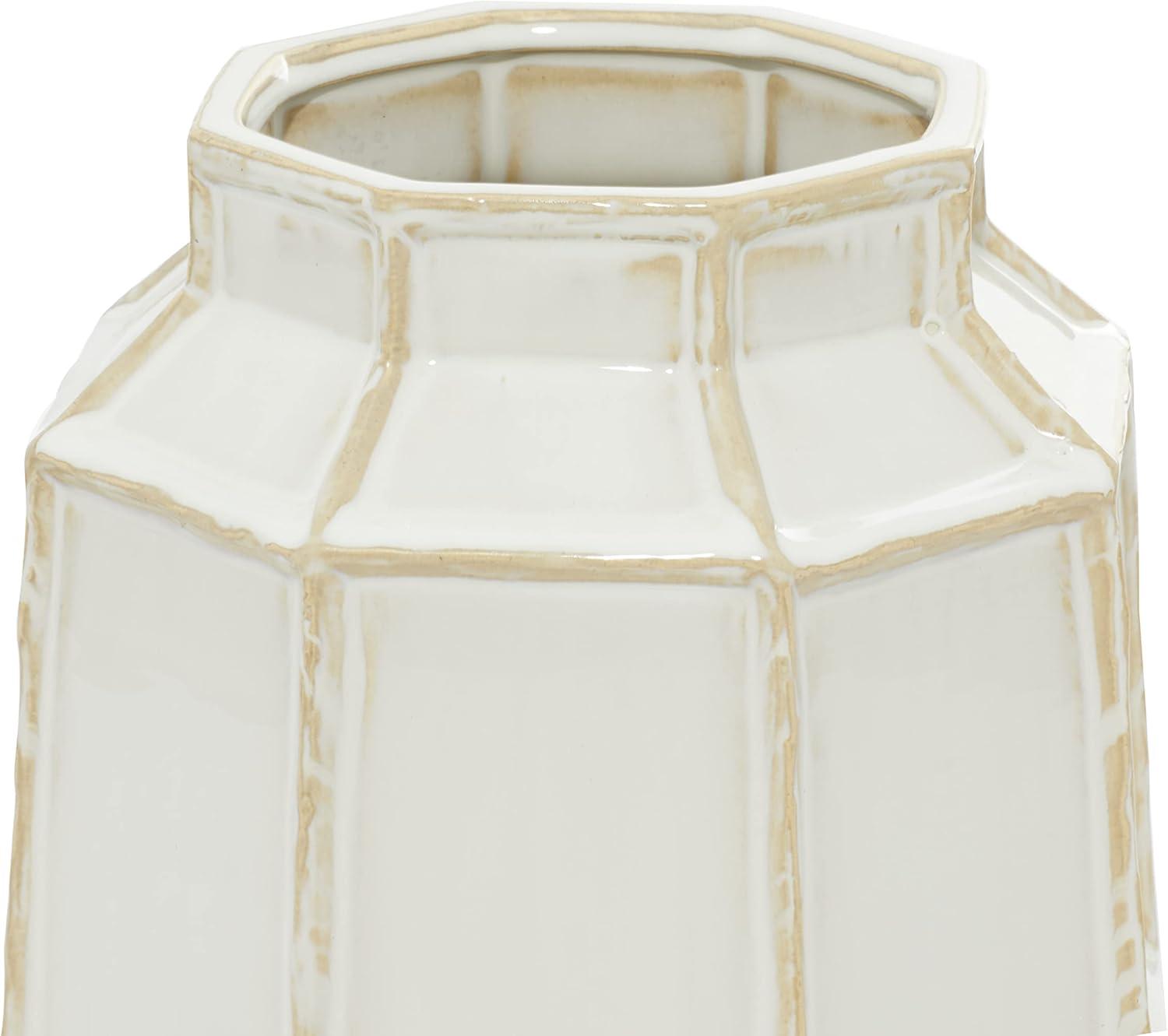 DecMode 9" Handmade White Ceramic Vase