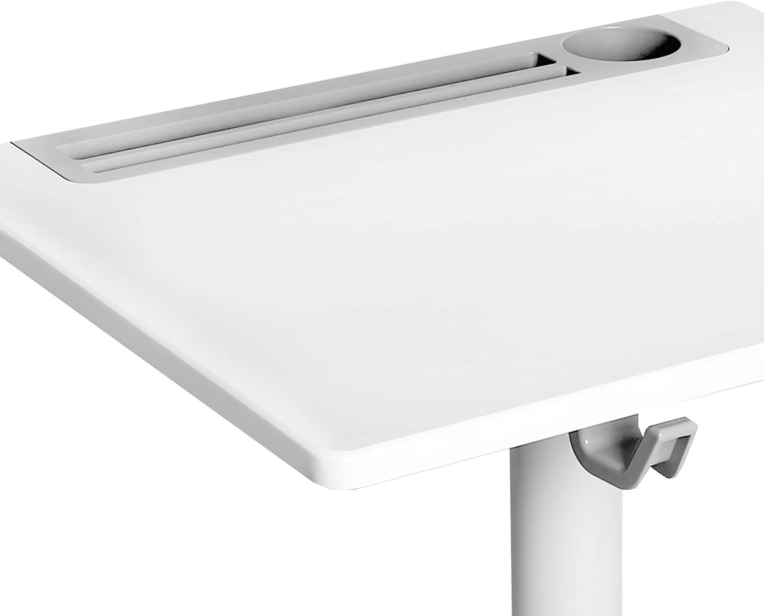 AIRLIFT® XL Sit-Stand Mobile Desk with Cup Holder, White