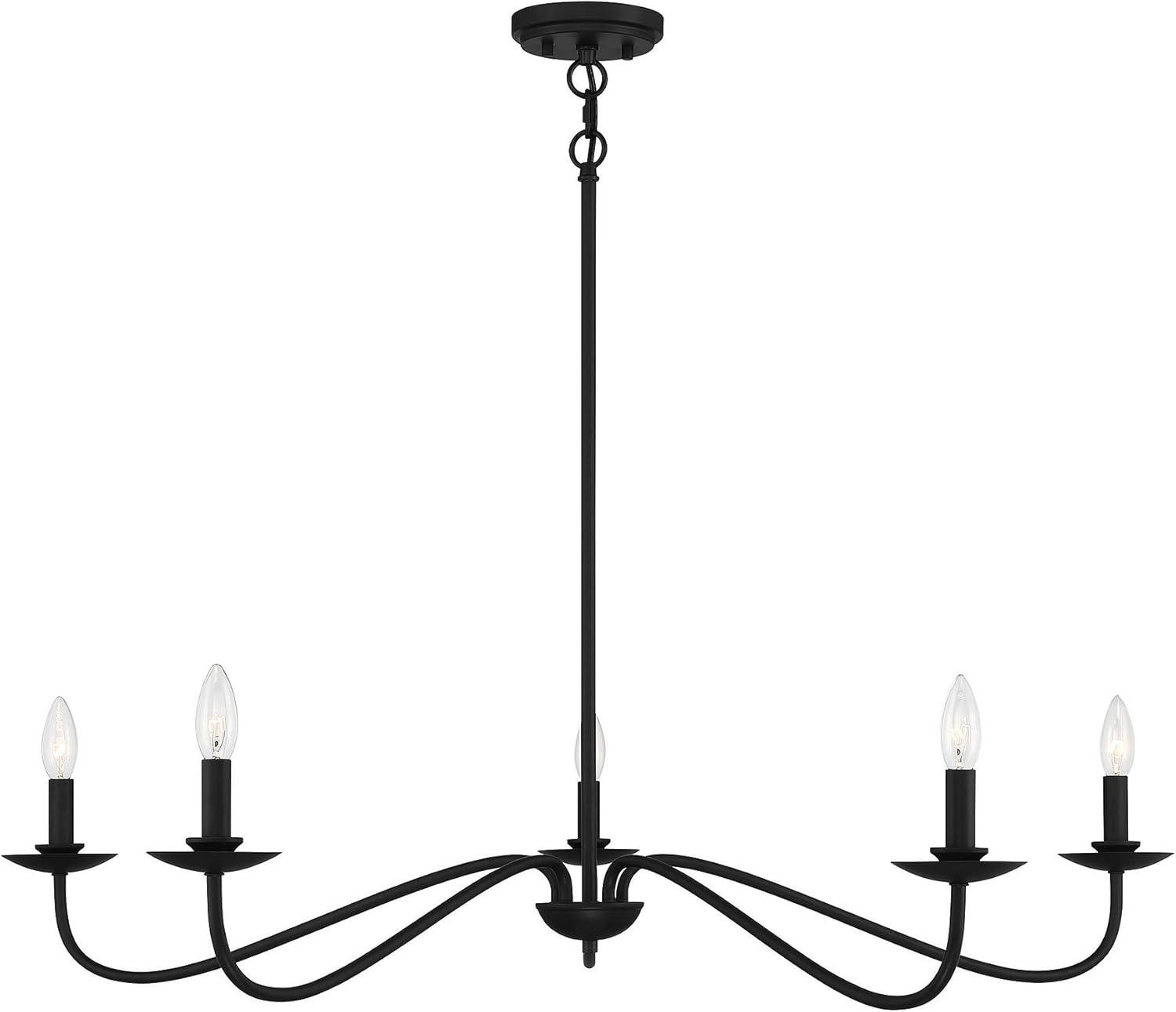 Matte Black Dramatic Curve 5-Light Chandelier