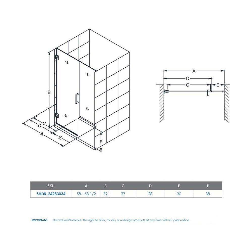 Unidoor Plus 58" W x 72" H Pivot Frameless Shower Door with ClearMax™ Technology
