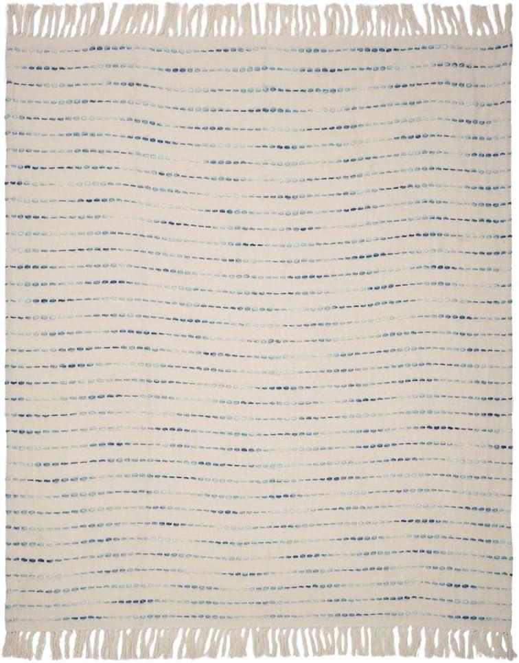 Rajani Home Deep Ombre Striped Handmade Woven Throw Blanket with Fringe