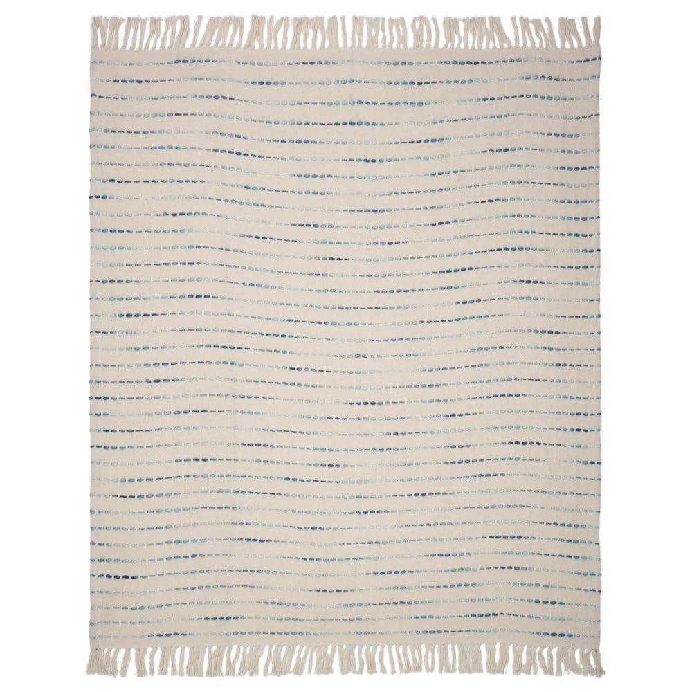 Rajani Home Deep Ombre Striped Handmade Woven Throw Blanket with Fringe