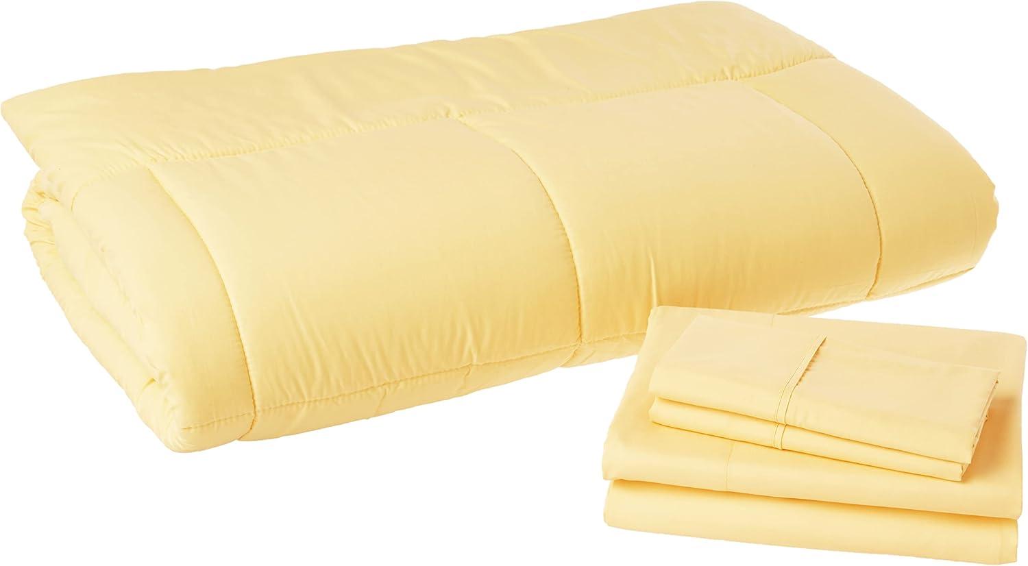 Yellow Twin Down Alternative Microfiber Bed in a Bag Set