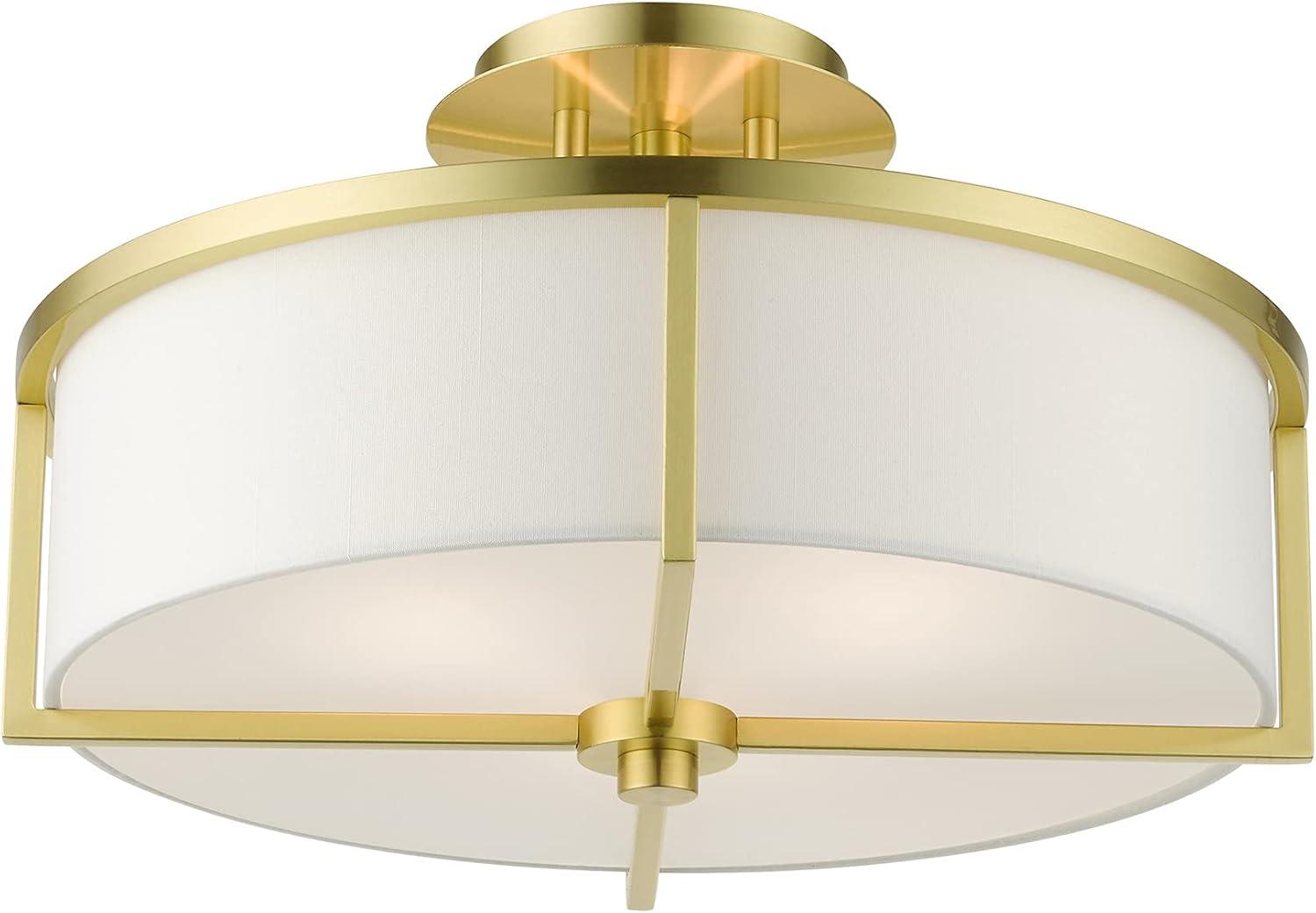 Livex Lighting Wesley 3 - Light Semi-Flush Mount in  Satin Brass