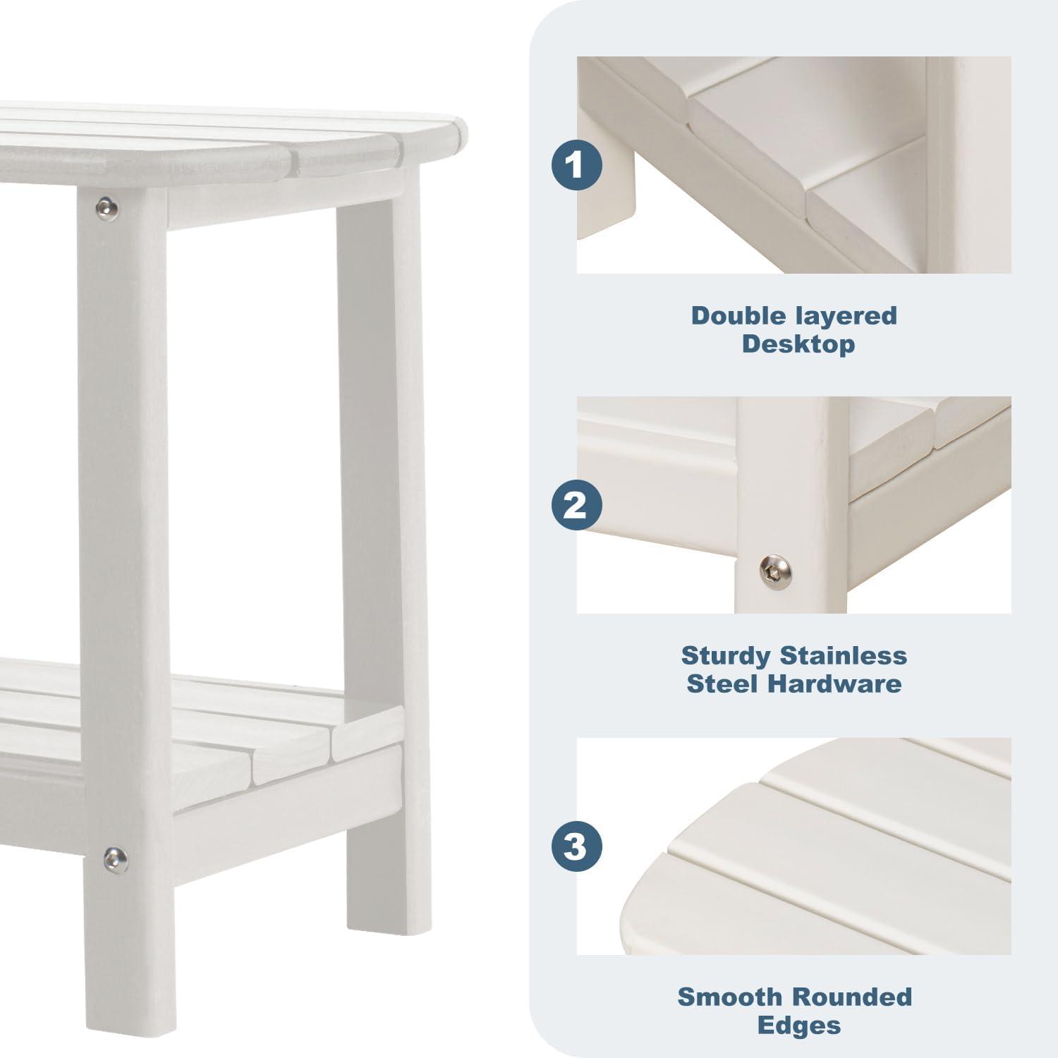 White HDPE 2-Tier Adirondack Outdoor Side Table