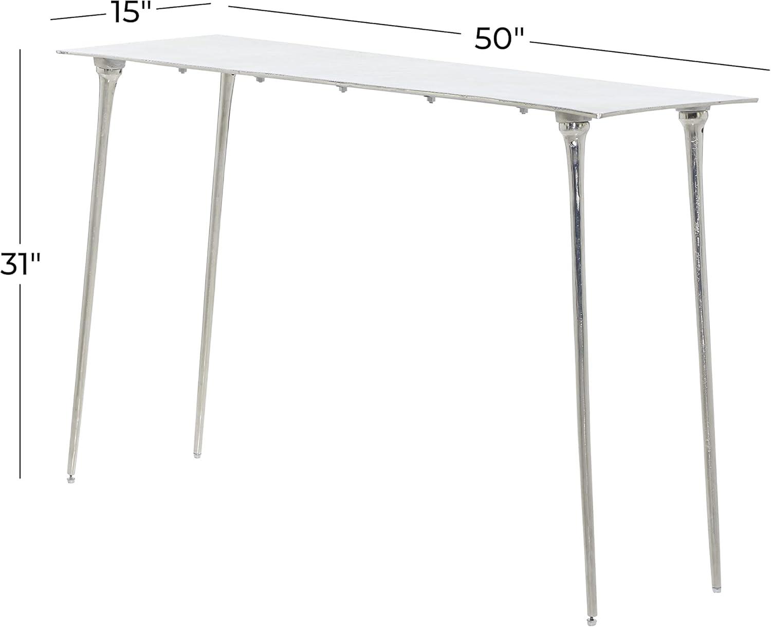 Elegant Starburst Silver Aluminum Console Table, 50" x 31"