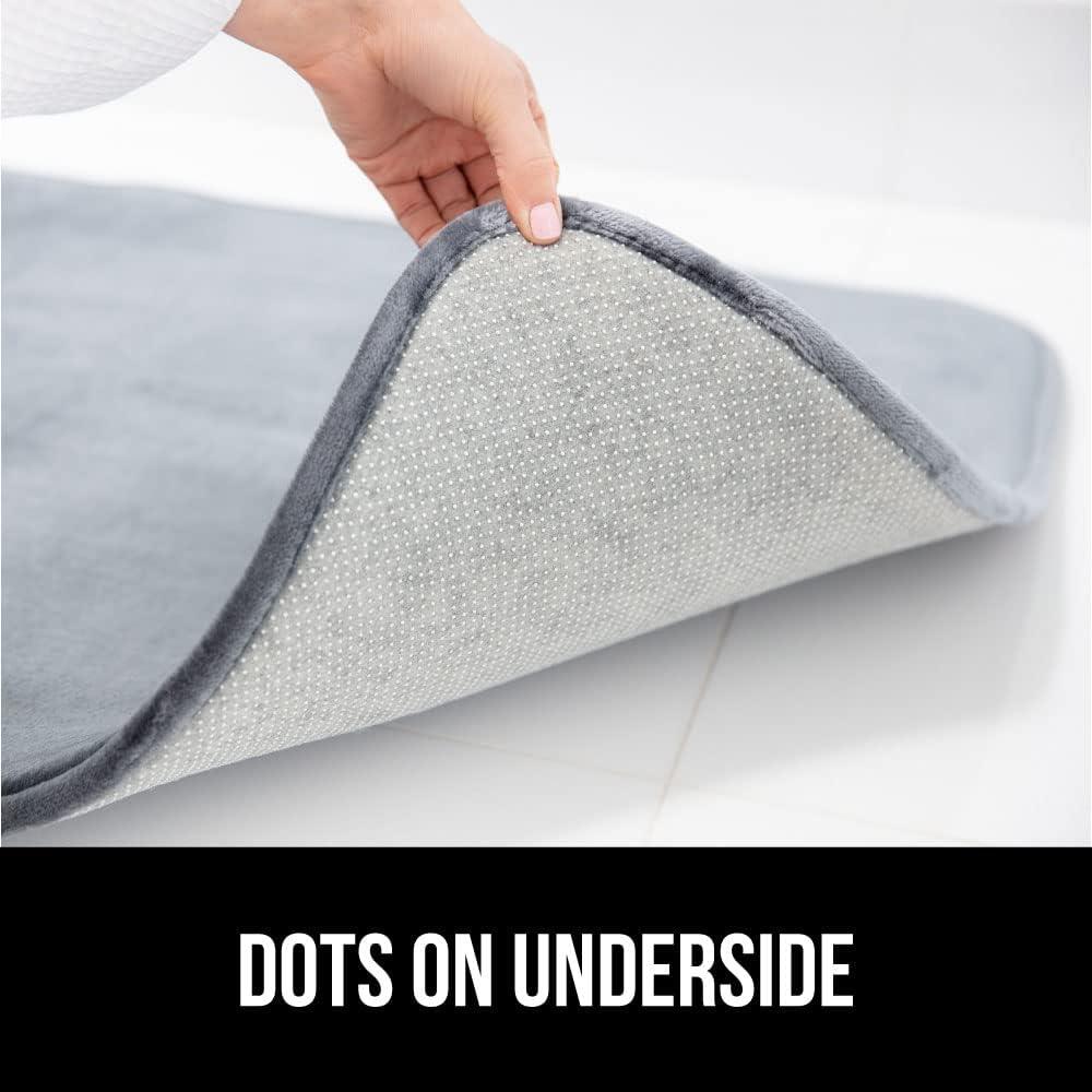 GORILLA GRIP Memory Foam Bath Rug, Machine Washable, Bath Rugs for Bathroom Floor, 24x17 Mat, Graphite Gray