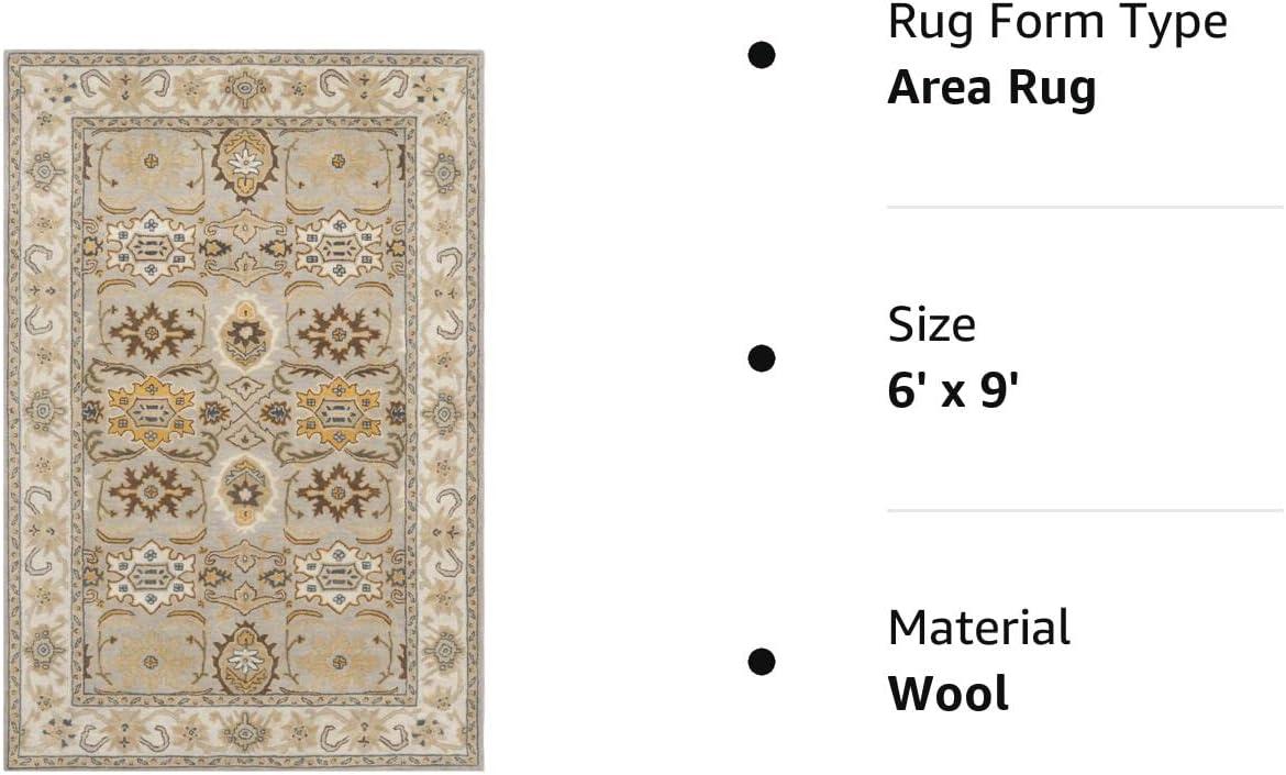 Elegant Heritage 6' x 9' Hand-Tufted Wool Area Rug in Light Grey