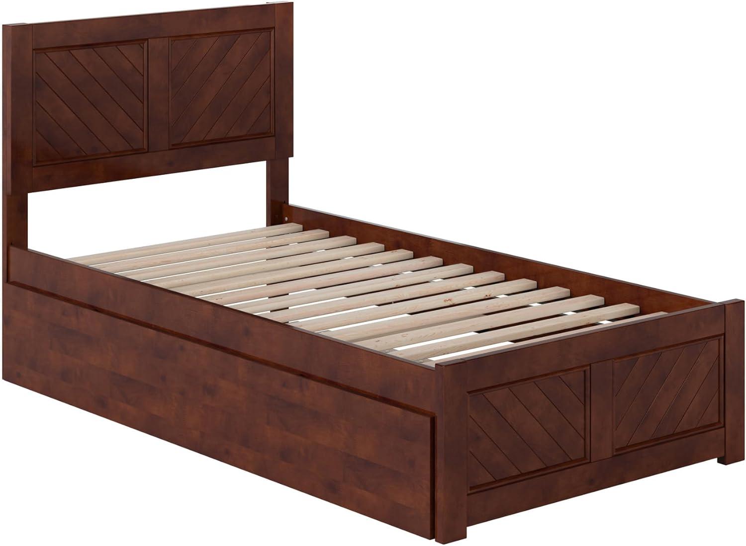 AFI Canyon Walnut Solid Wood Platform Bed with Matching Footboard & Twin Trundle, Twin