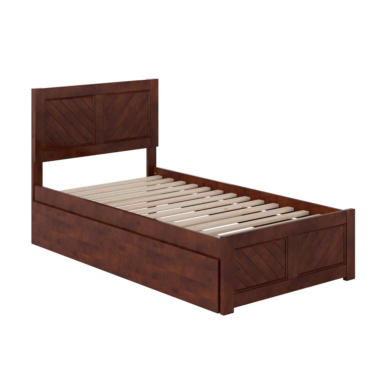 AFI Canyon Walnut Solid Wood Platform Bed with Matching Footboard & Twin Trundle, Twin