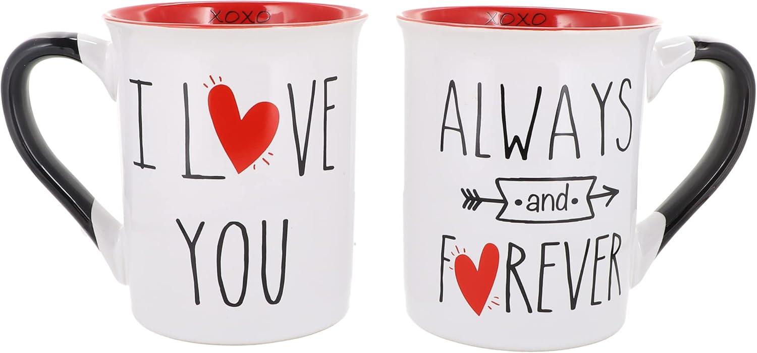 I Love You Always and Forever White Ceramic 16oz Mugs Set