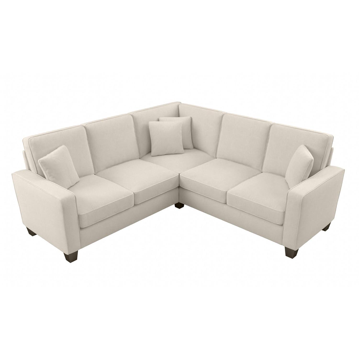 Stockton 87W L Shaped Sectional Couch in Cream Herringbone Fabric