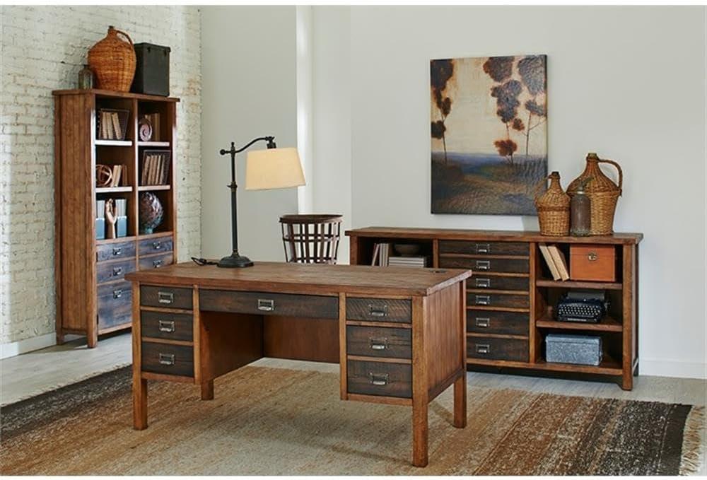 Heritage Half Pedestal Desk Brown - Martin Furniture