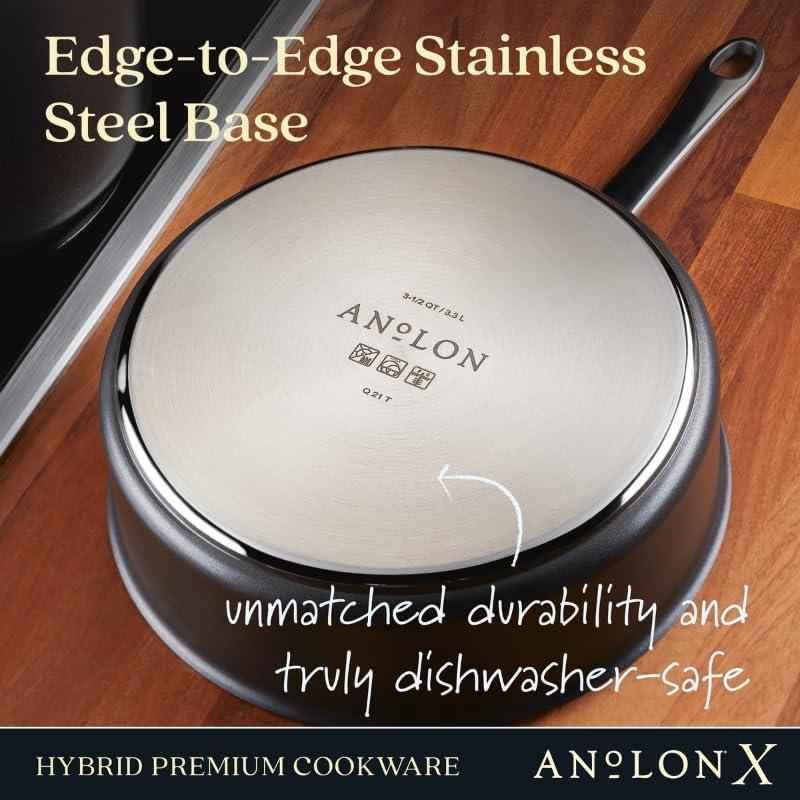 Anolon X Hybrid Cookware Nonstick Sauté Pan With Lid, 3.5-Quart