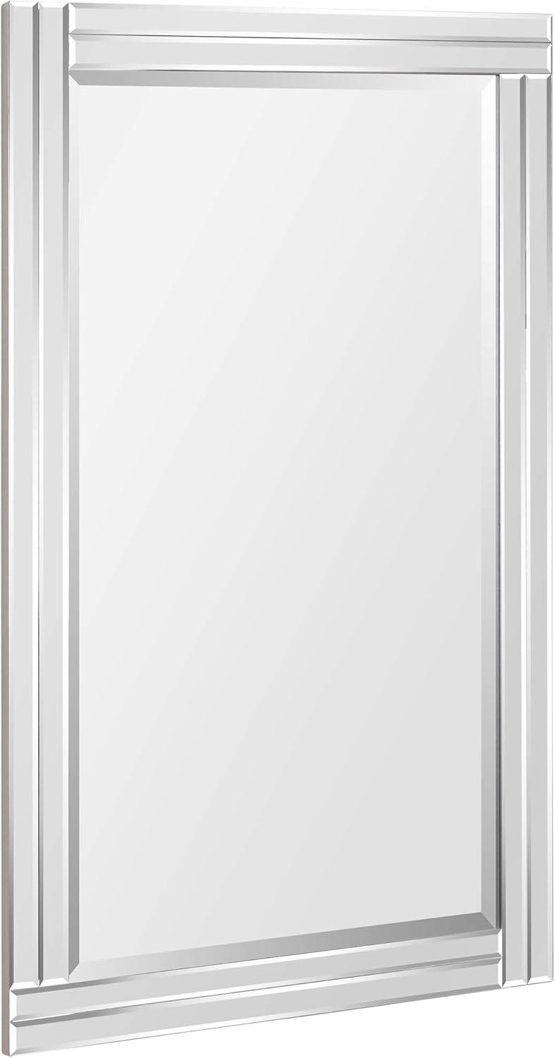 Modern Solid Wood Frame Rectangular Wall Mirror, 24" x 36", Clear Bevel