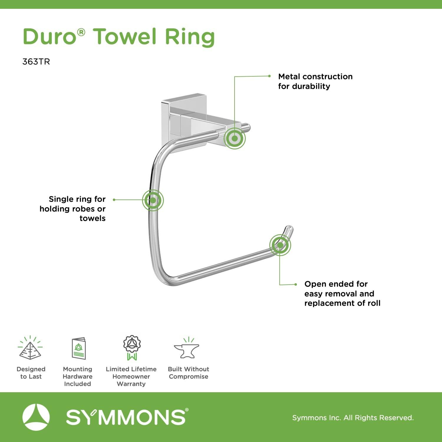 Symmons Duro Single Roll Toilet Paper Holder with Wall Mounting Hardware 363TP