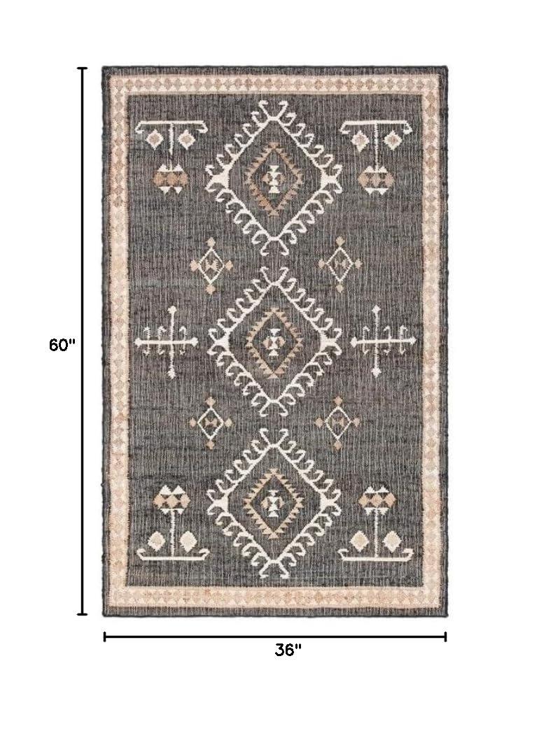 Kilim KLM762 Flat Weave Accent Rug - Ivory/Black - 3'x5' - Safavieh