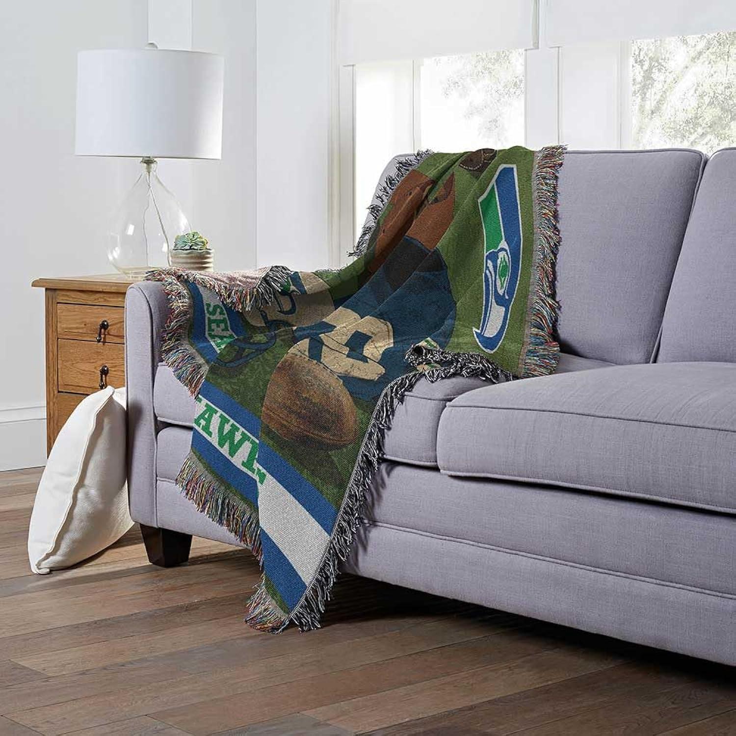 Seattle Seahawks Vintage Woven Tapestry Throw Blanket