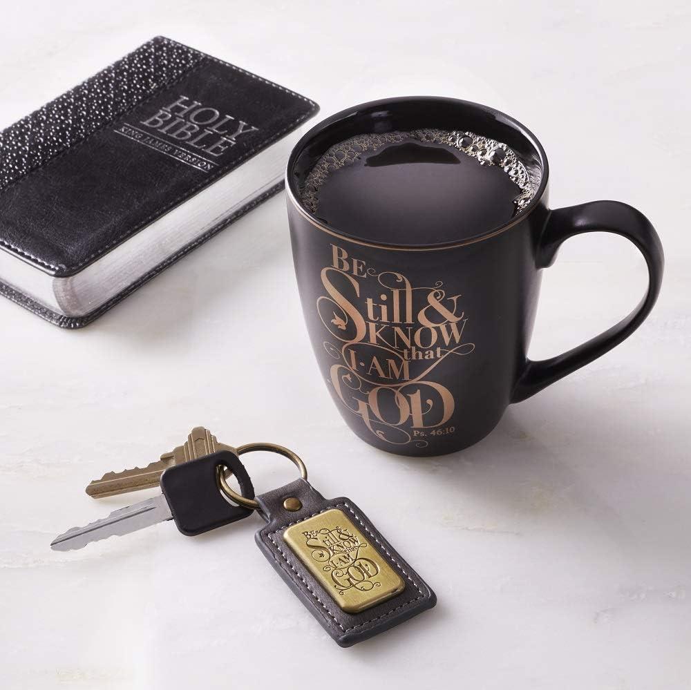 Matte Black Ceramic Inspirational Coffee Mug with Gold Script, 12 oz