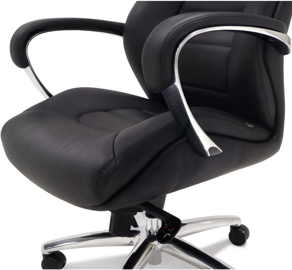 Zuri Furniture Gates Genuine Leather Aluminum Base High Back Executive Chair - White