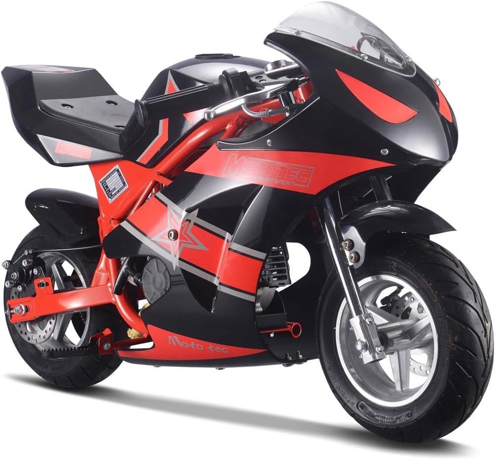MotoTec 49cc 2-Stroke Gas Powered Pocket Bike Mini Motorcycle GT Red