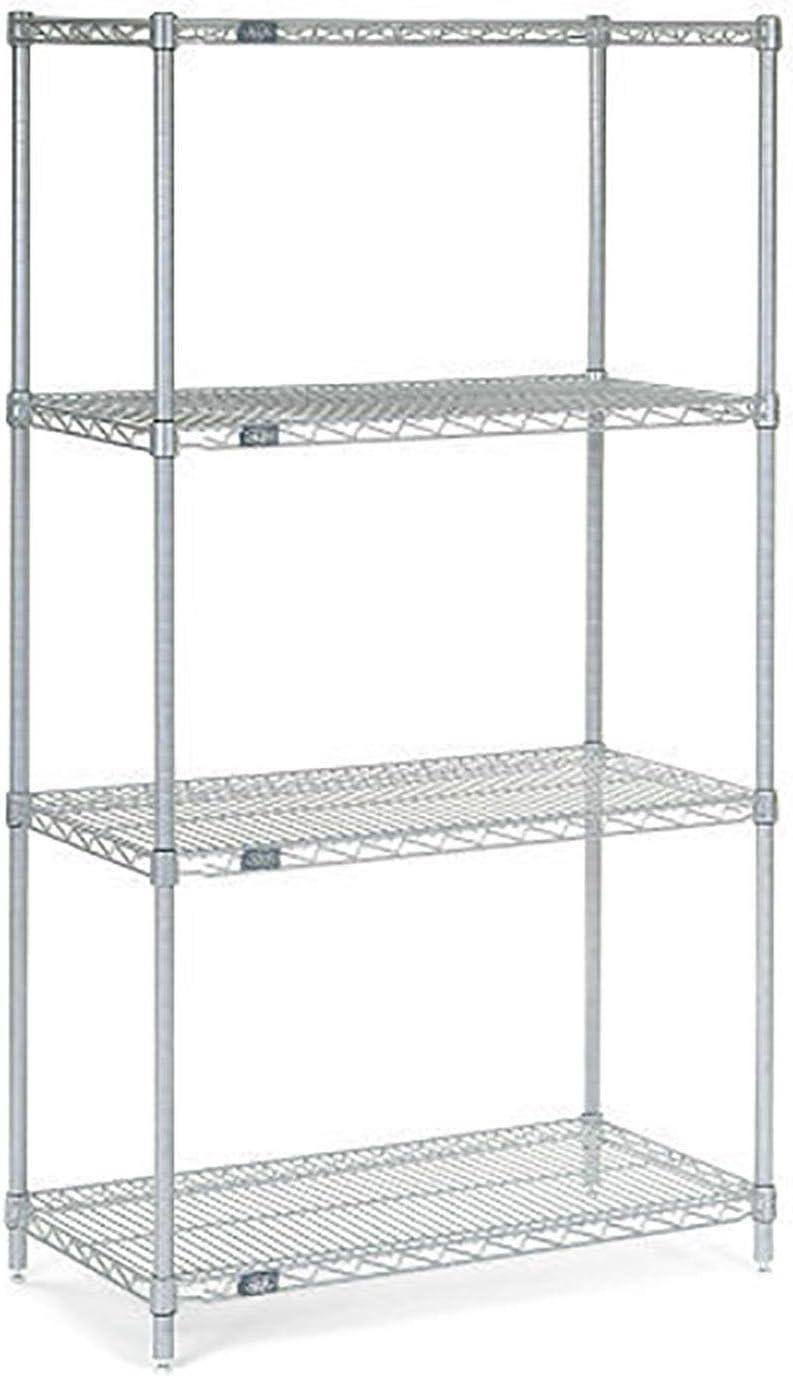 Chrome Adjustable 4-Tier Wire Shelving Unit