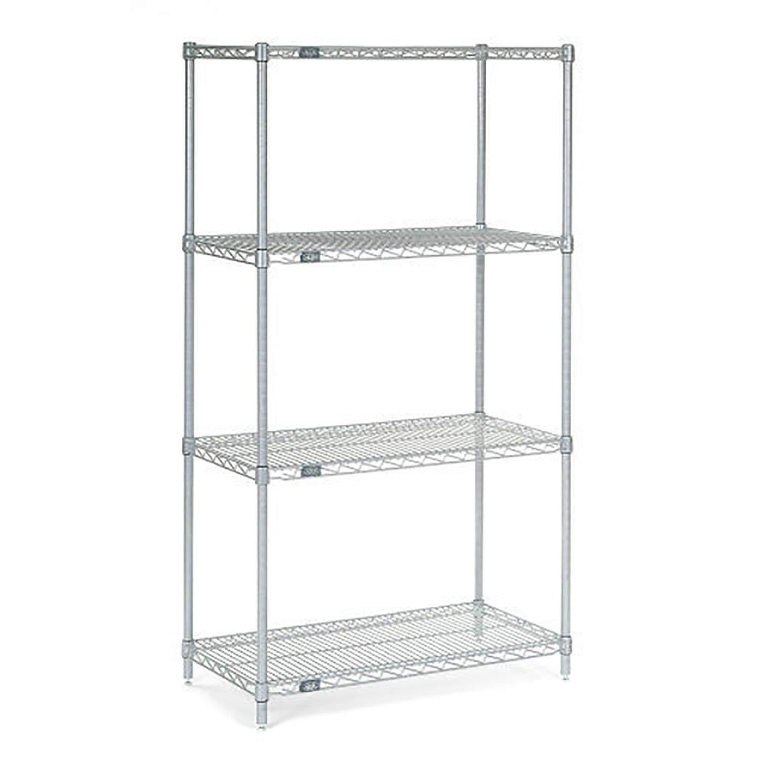 Chrome Adjustable 4-Tier Wire Shelving Unit