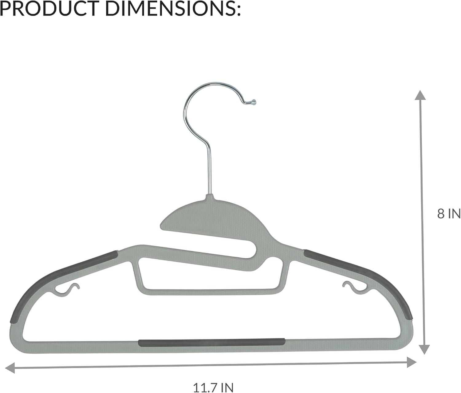 Simplify Kids Light Gray Non-Slip Plastic Hangers, 12 Pack